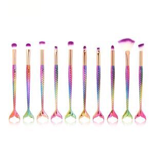 Mermaid Tail Eye Make Up Brushes, 10 Piece Set, New with Tags